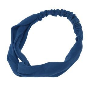 Simple Solid Elastic Cross Headwrap Dark Blue